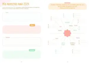 Doble página agenda CreaTuVida 2024 - Proyectos foco