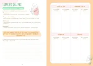 Doble página agenda CreaTuVida 2024 - Ejercicio del mes felicidad